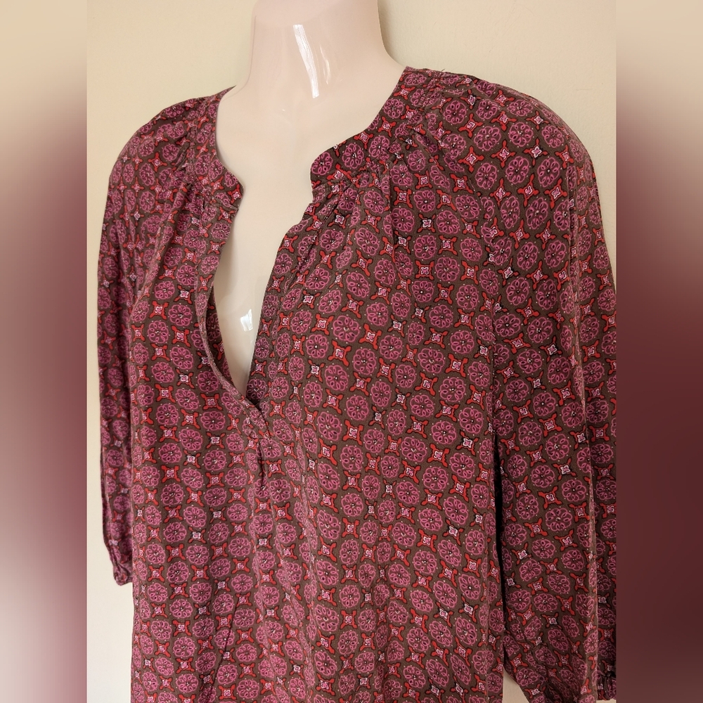 Joie Silk Printed Blouse Large - Picture 3 of 9